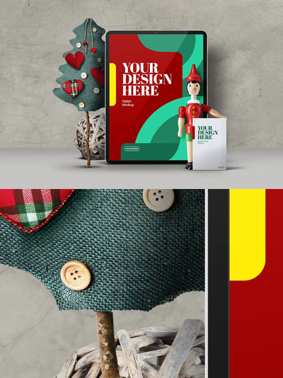 圣诞平板电脑pro版木偶玩具样机样机（PSD）