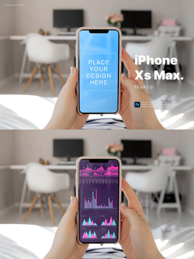 手持 iPhone Xs Max 手机样机 (PSD)