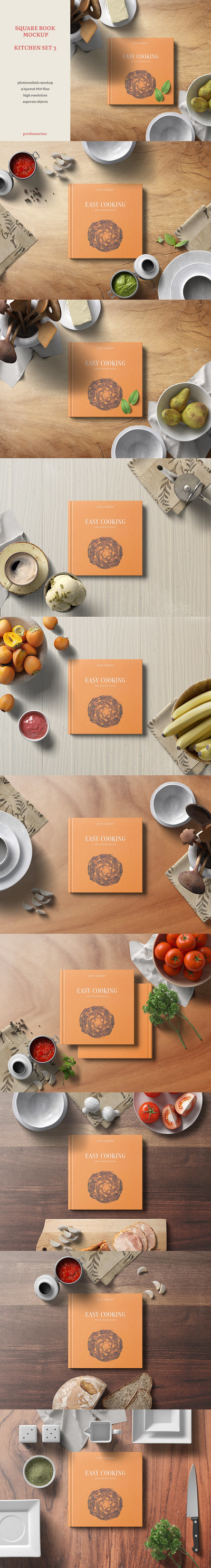 厨房中的书籍样机下载 (PSD)