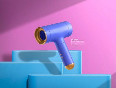 家用电吹风电商广告海报视觉设计模板 (psd)