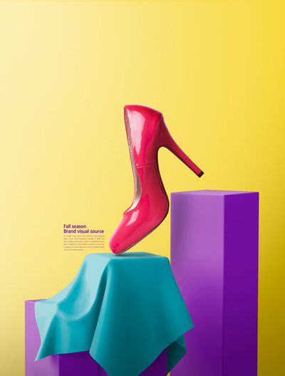 时尚高跟鞋电商广告海报视觉设计模板 (psd)