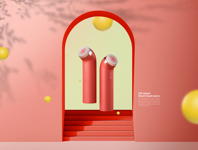 按摩洁面仪电商广告海报视觉设计模板 (psd)