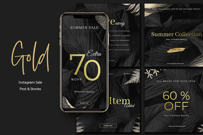 高品质的黑金质感的黑色星期五sale打折促销海报banner设计模板-PSD