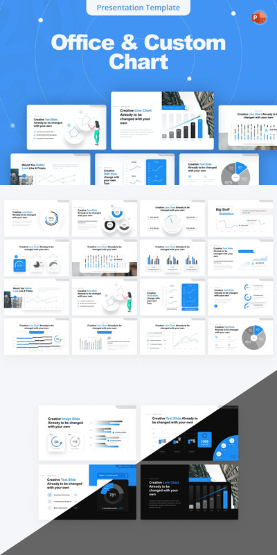 时尚高端简约清新多用途的大数据图标powerpoint幻灯片演示模板（pptx）