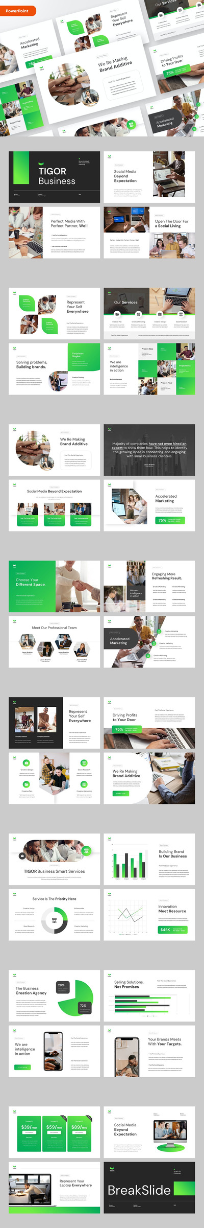 时尚高端专业的商业商务powerpoint幻灯片演示模板（pptx）