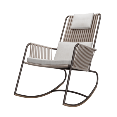 Cooper咖啡色框架米色软垫摇椅3D模型（OBJ,FBX,MAX）