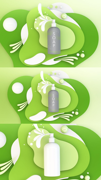 抽象形状的肥皂液瓶设计样机 (PSD)