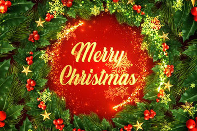 绿色冬青花环圣诞问候视频AE模板[aep]