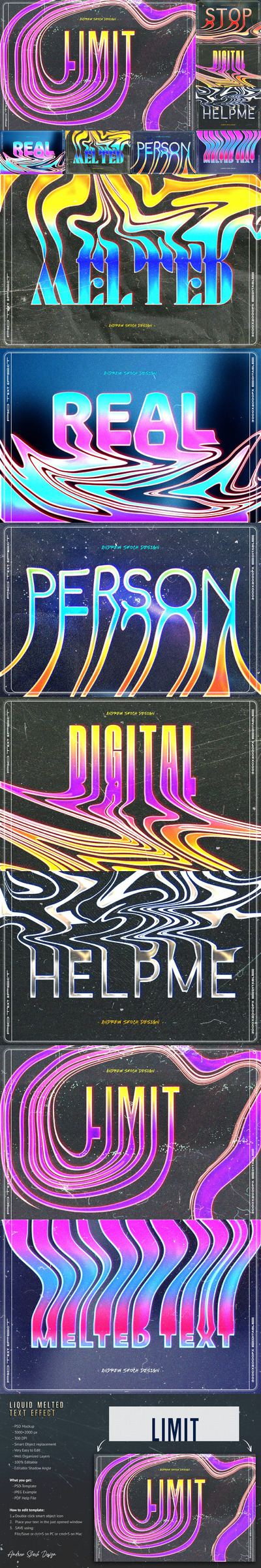 高品质的液体融化文字立体字字体设计图层样式-PSD