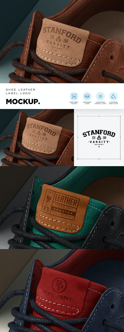 皮鞋标签设计logo样机(PSD)
