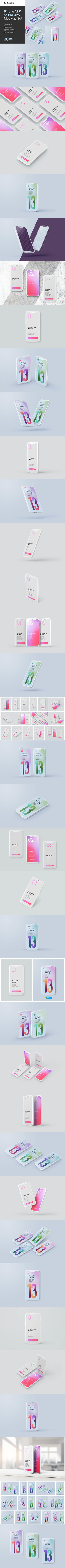 iPhone 12和13 Pro粘土样式样机 (psd)