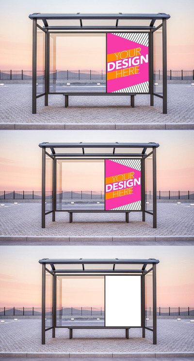 公交车站广告模型(PSD)