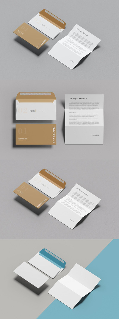 A4 纸张信封产品样机(PSD)