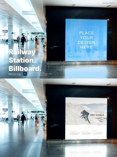 机场屏幕广告牌样机(PSD)