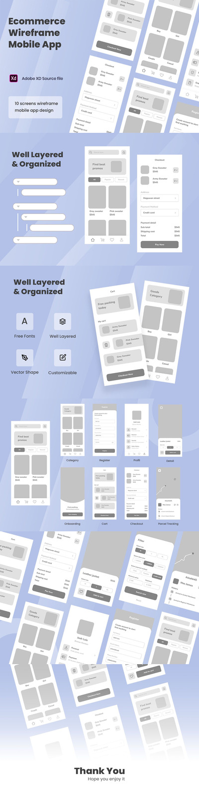 电商常用线框图 Apps (XD)