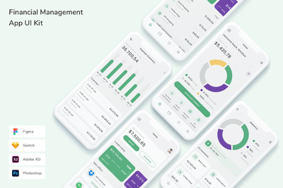 财务管理 App UI Kit (FIG,PSD,SKETCH,XD)