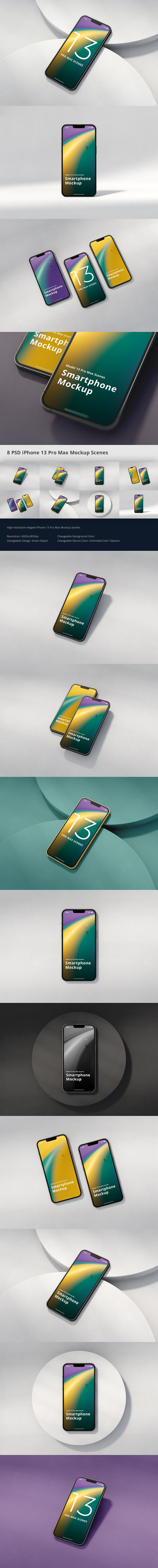 高品质的iPhone 13 Pro Max APP UI样机展示模型mockups