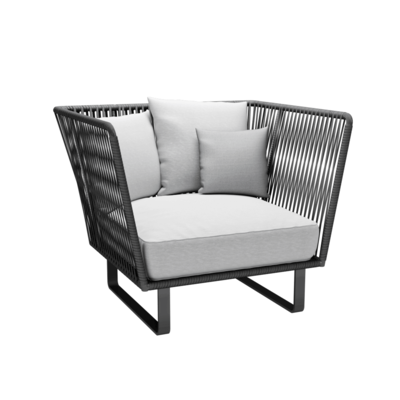 Twist-M黑色藤编框架浅灰色软垫单人沙发3D模型（OBJ,FBX,MAX）