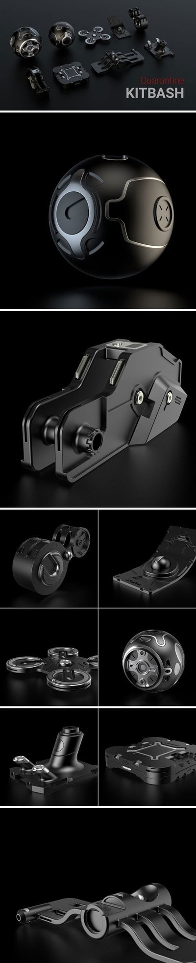 C4D硬表面科幻场景组件工件3D模型下载（C4D,FBX）