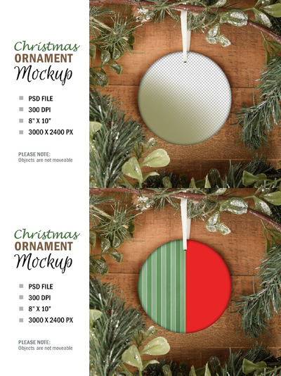 圣诞节圆形装饰模型样机（PSD）