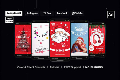 圣诞节和新年Instagram 故事视频AE模板