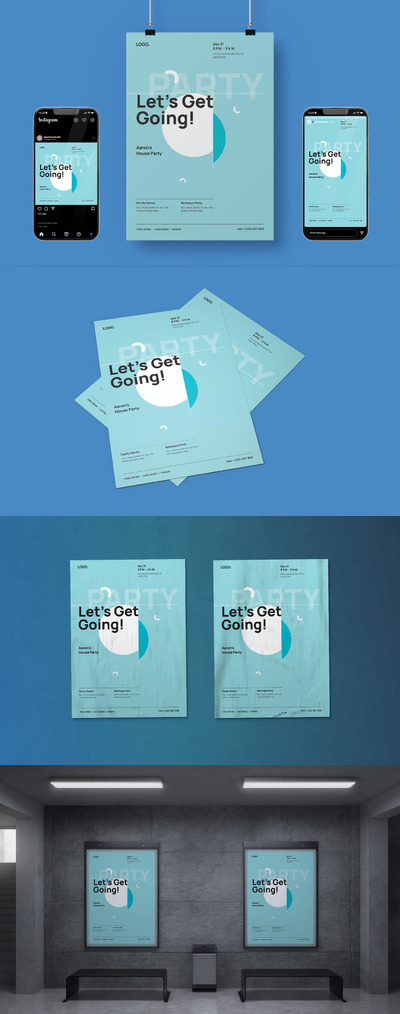 高品质的时尚高端简约清新海报设计模板-AI, EPS, PSD