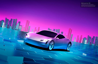 渐变城市背景新能源汽车海报设计模板 (psd)