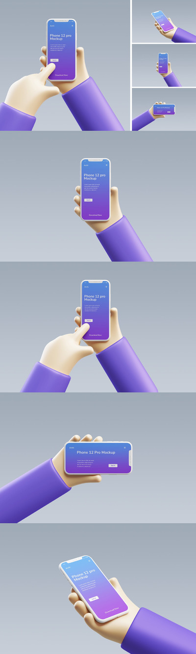 高品质的高端清新可爱手持iPhone APP UI样机展示模型mockups