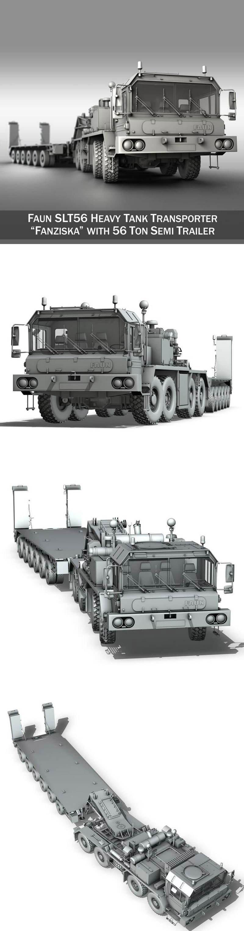 Faun STL-56 52吨半挂车重型牵引车3D模型（OBJ）