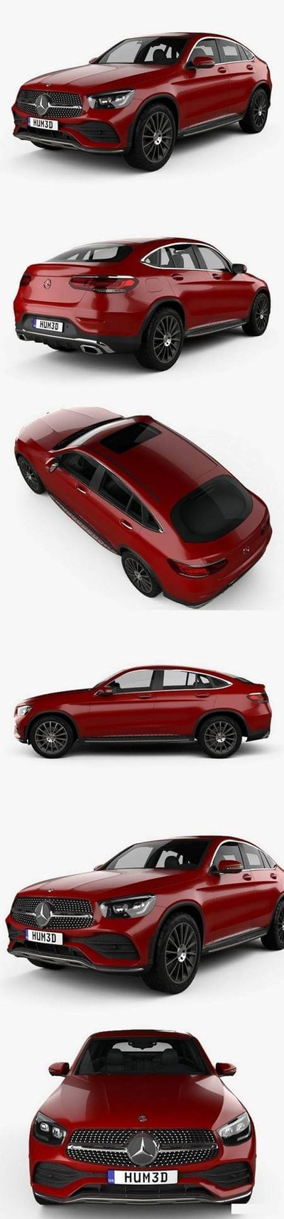 梅赛德斯奔驰GLC-class AMG coupe 2019款红色汽车3D模型（OBJ,FBX,MAX）