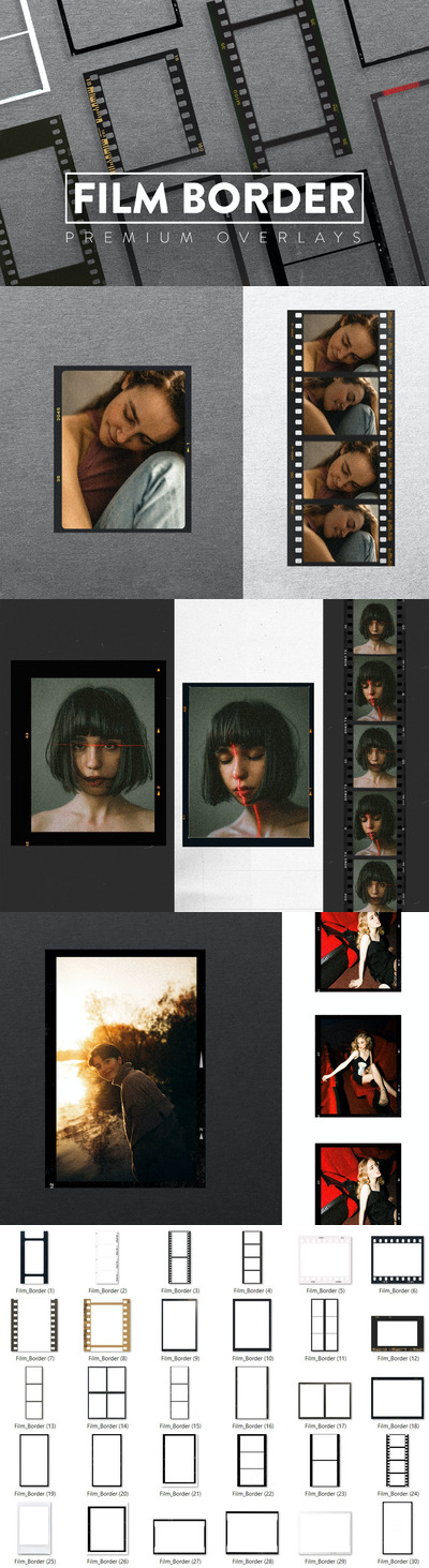 30个高品质的负片胶片拍立得照片海报边框背景底纹纹理集合