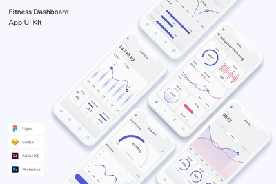 健身瘦身 App UI Kit (FIG,PSD,SKETCH,XD)