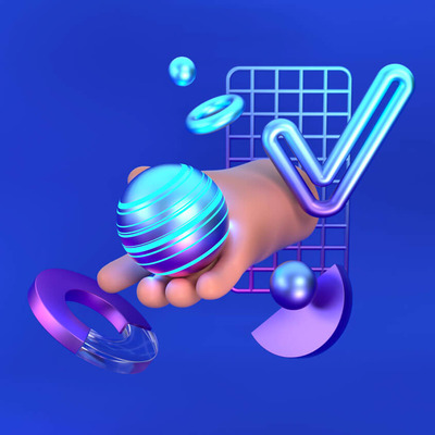 蓝色3D元素背景图片素材 (jpg)