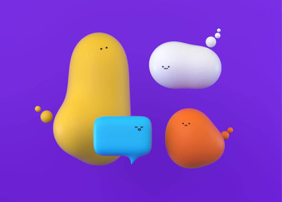 可爱表情几何形状3D元素背景图片素材 (jpg)