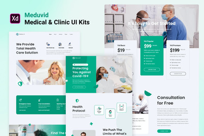医疗门诊相关网页 UI Kits (XD)