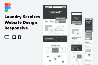 洗衣服务着陆页响应式网页UI线框图下载 (FIG,JPG,PNG)