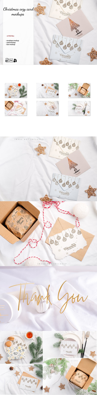 舒适背景圣诞贺卡样机套装 (psd)