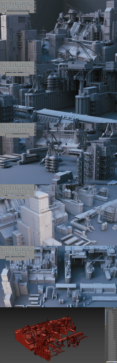 科幻场景工业建筑科幻建筑3D模型下载（OBJ,FBX,MAX）