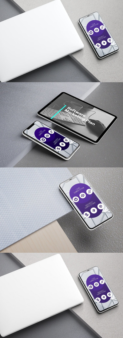 iOS电脑手机设备产品样机(PSD,PDF)