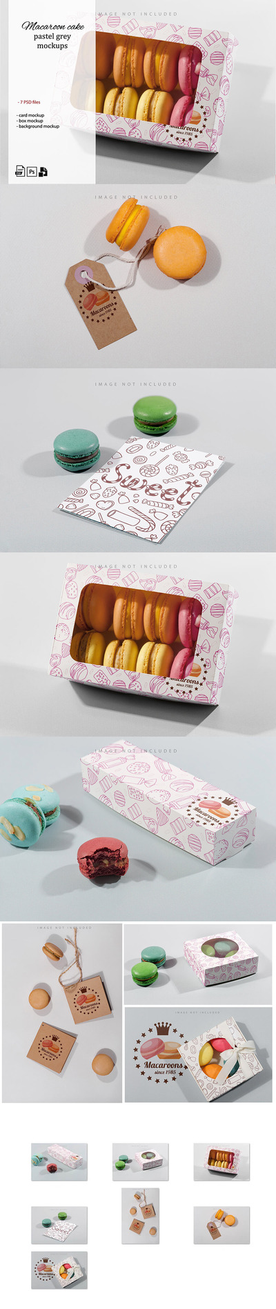 法式马卡龙圆饼包装设计样机 (psd)