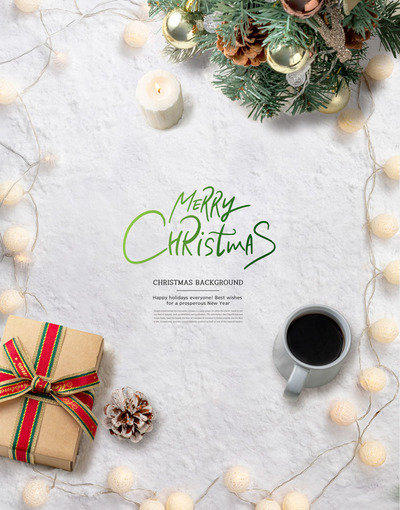 装饰元素圣诞背景海报设计模板 (psd)