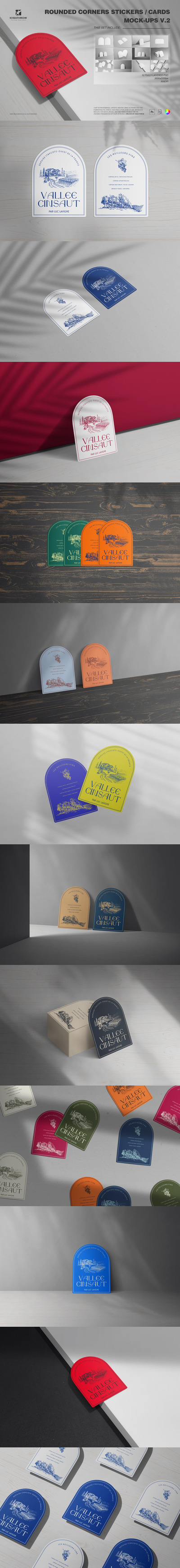 圆角贴纸/卡片模型Vol.2 (PSD,PDF)