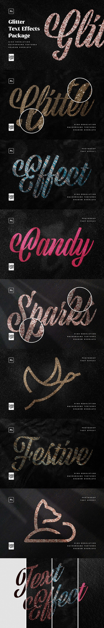 高品质的时尚噶偶氮梦幻闪亮的主标题3D立体字图层样式-PSD