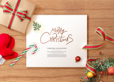 圣诞礼品装饰背景圣诞海报素材 (psd)
