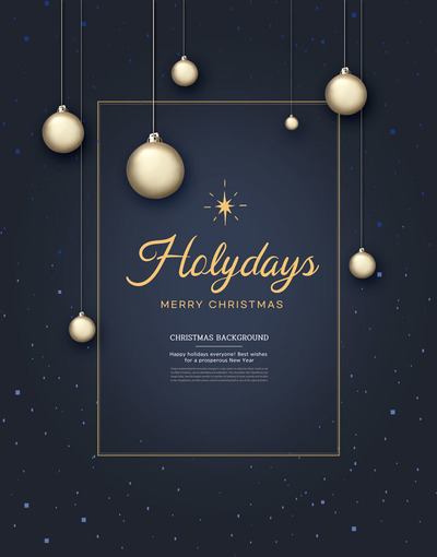 圣诞球挂饰圣诞主题海报设计模板 (psd)