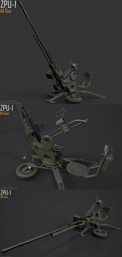 ZPU-1防空机枪3D模型（OBJ,FBX,MAX）
