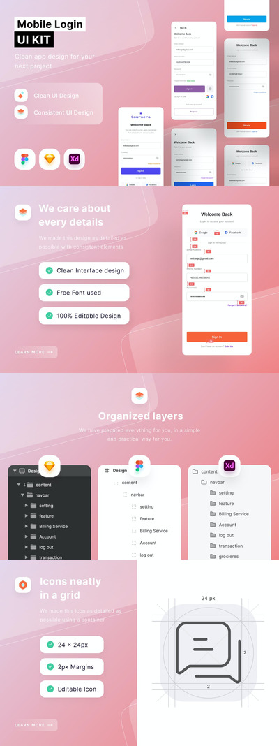 APP登录页设计 UI Kit (FIG,SKETCH,XD)