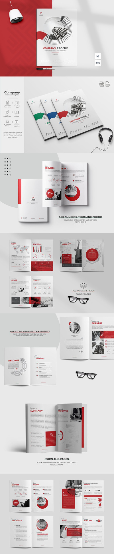 高品质的时尚高端简约清新公司简约品牌手册宣传册杂志房地产楼书设计模板