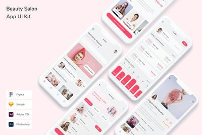 美容院沙龙App UI Kit (FIG,PSD,SKETCH,XD)