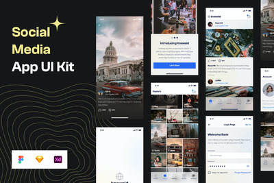 社交媒体 App UI Kit (FIG,SKETCH,XD)
